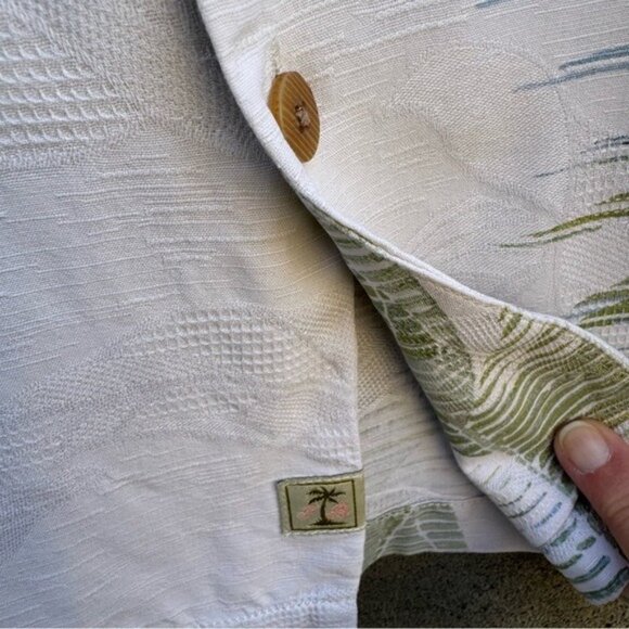 Tommy Bahama Vintage Silk Mens Tropical Leaf Print Athleisure Button-Up Shirt L - Picture 6 of 10